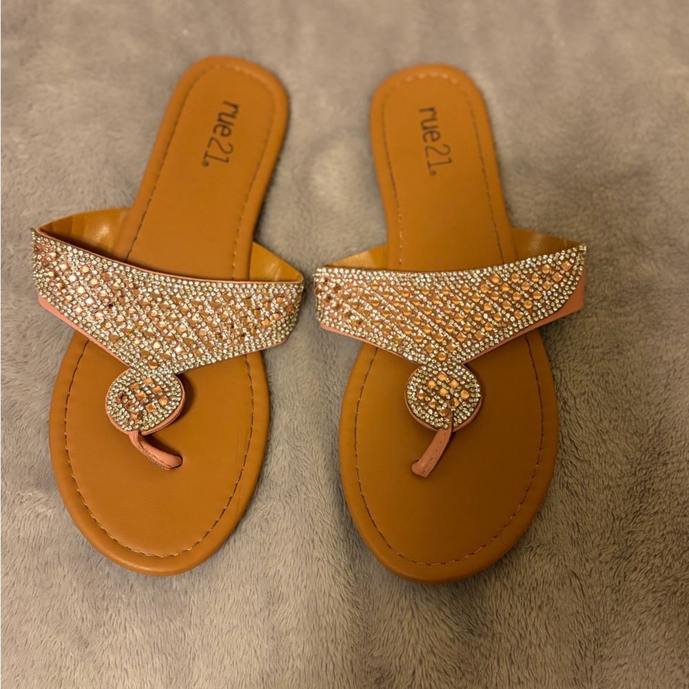 Rue21 Women's Brown Sandals with Sparkling Accents